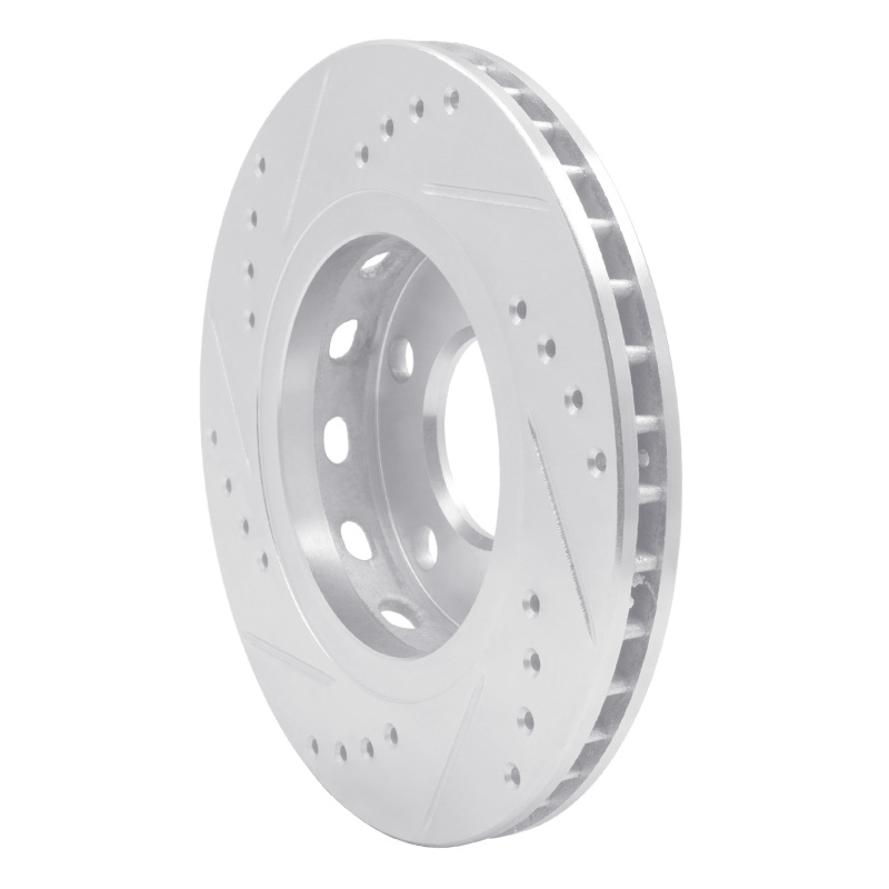 Audi S4 Brake Rotor (1) - Rear Right - R1 Concepts - Drilled & Slotted - Silver - `00-`02